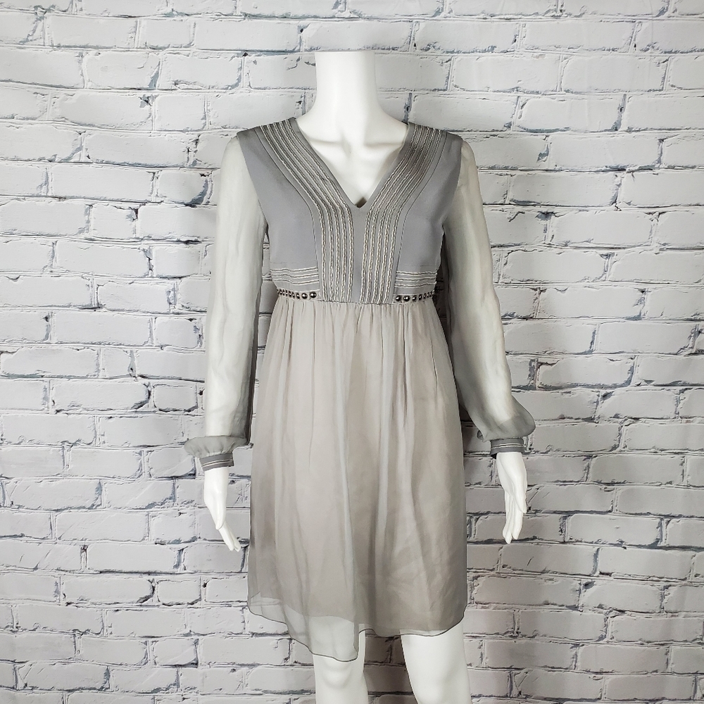 Alberta Ferretti Grey Silk Dress